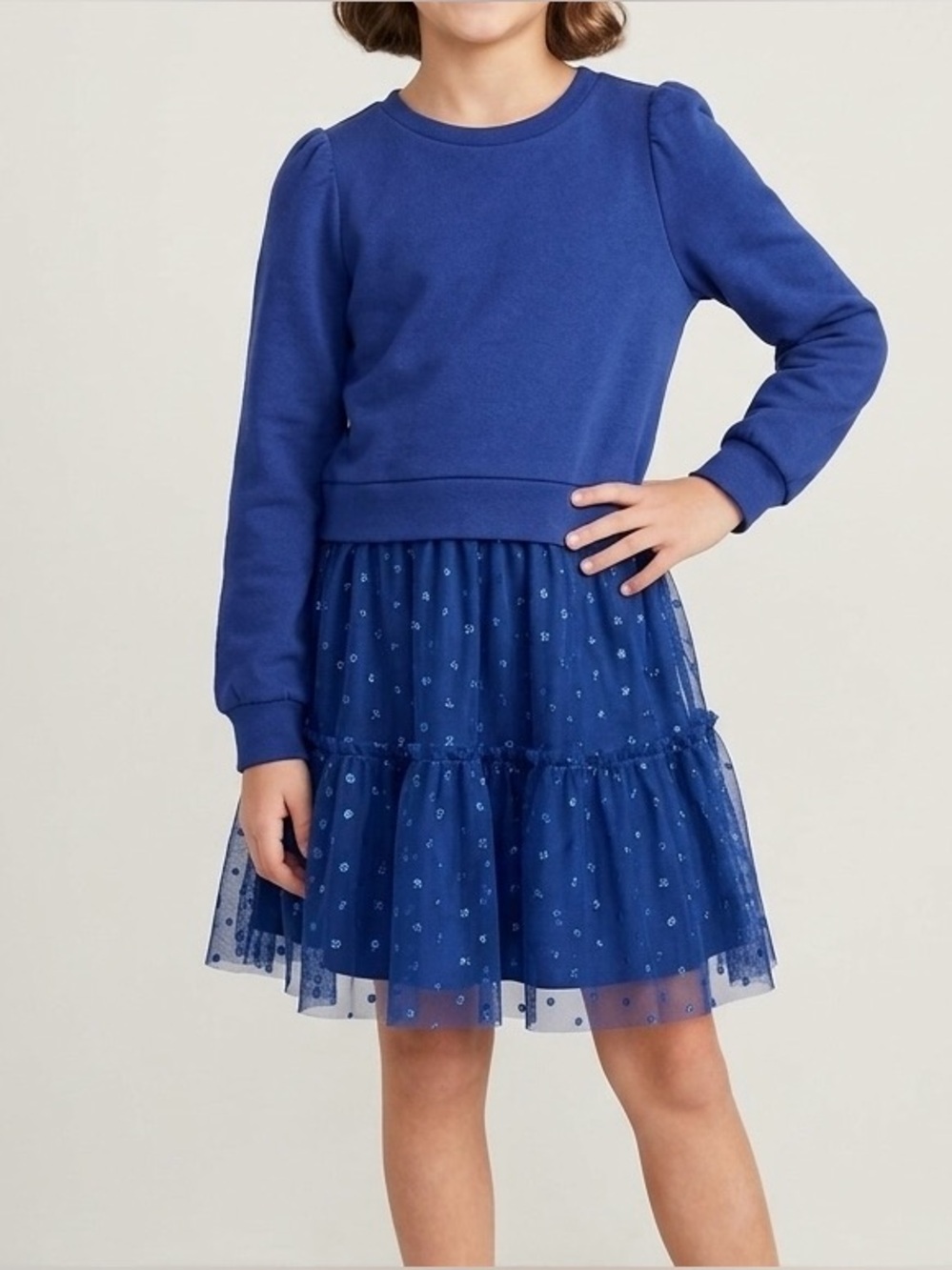 Crewcuts by J.Crew Girls' Sweatshirt Mixy Dress with Tulle